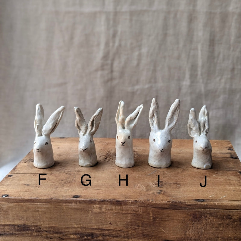 Handmade and hand-painted rabbit head sculptures by Charlotte salt small business sowa Boston gift shop boutique store