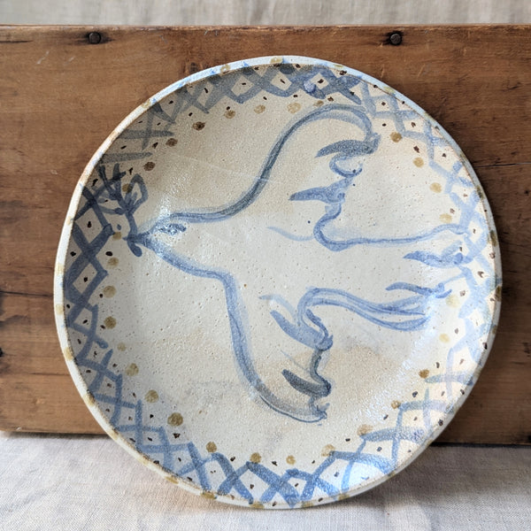 Handmade and hand-painted dove plate by British artist Charlotte Salt. sowa Boston small business boutique store gift shop