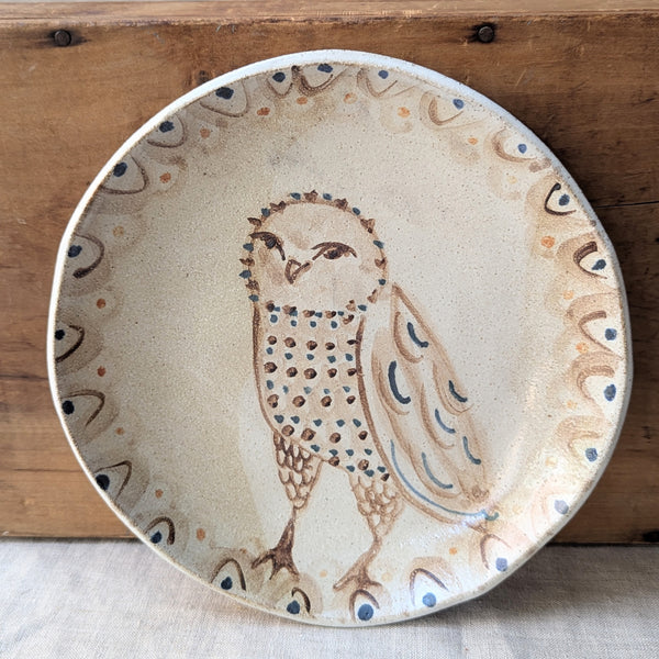 Handmade and hand-painted owl plate by British artist Charlotte Salt. sowa Boston small business boutique store gift shop