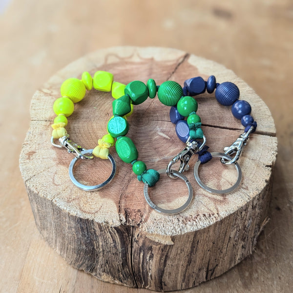 Ina Seifart Perlenmix wood beaded colorful Keychain bracelet fob short handmade gift shop sowa boston fashion accessories independent boutique 