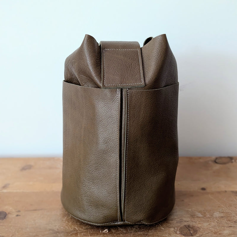 Stitch and Tickle handmade bucket bag made in Boston made in usa leatherwork leathercraft SoWa 