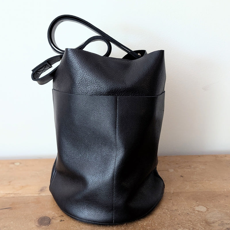 Stitch and Tickle everyday large bucket leather bag handmade boston gift shop sowa independent boutique