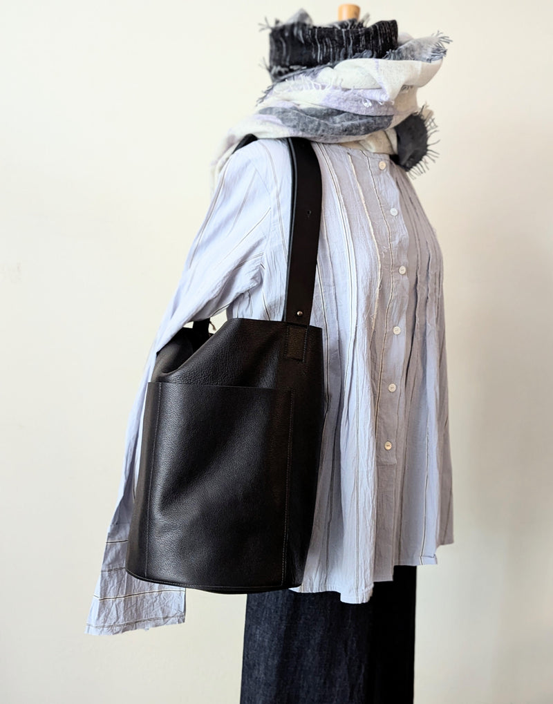 Stitch and Tickle everyday large bucket leather bag handmade boston gift shop sowa independent boutique