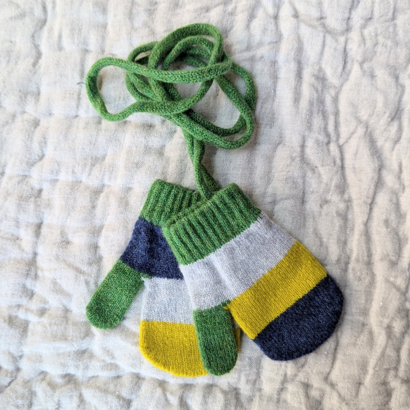 Kids' Mittens - Navy, Green, and Yellow