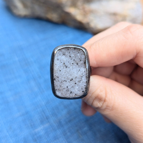 Heather Guidero boston boutique one-of-a-kind silver ring grey druzy gift shop jewelry store sowa