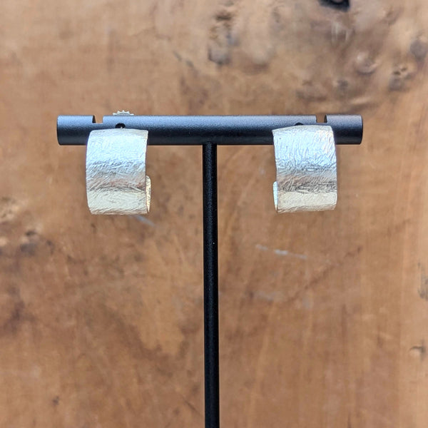 Heather Guidero boston boutique carved sterling silver hoops earrings silver gift shop jewelry store sowa Handmade texture