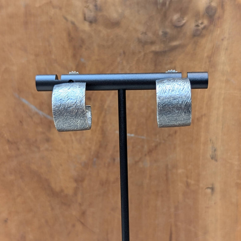 Heather Guidero boston boutique carved sterling silver hoops earrings silver gift shop jewelry store sowa Handmade texture