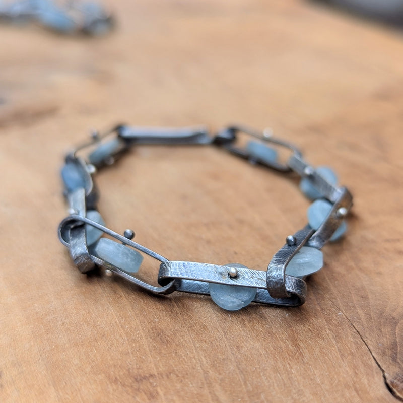 Heather Guidero boston boutique  oxidized sterling silver aquamarine necklace bracelet boston gift shop 