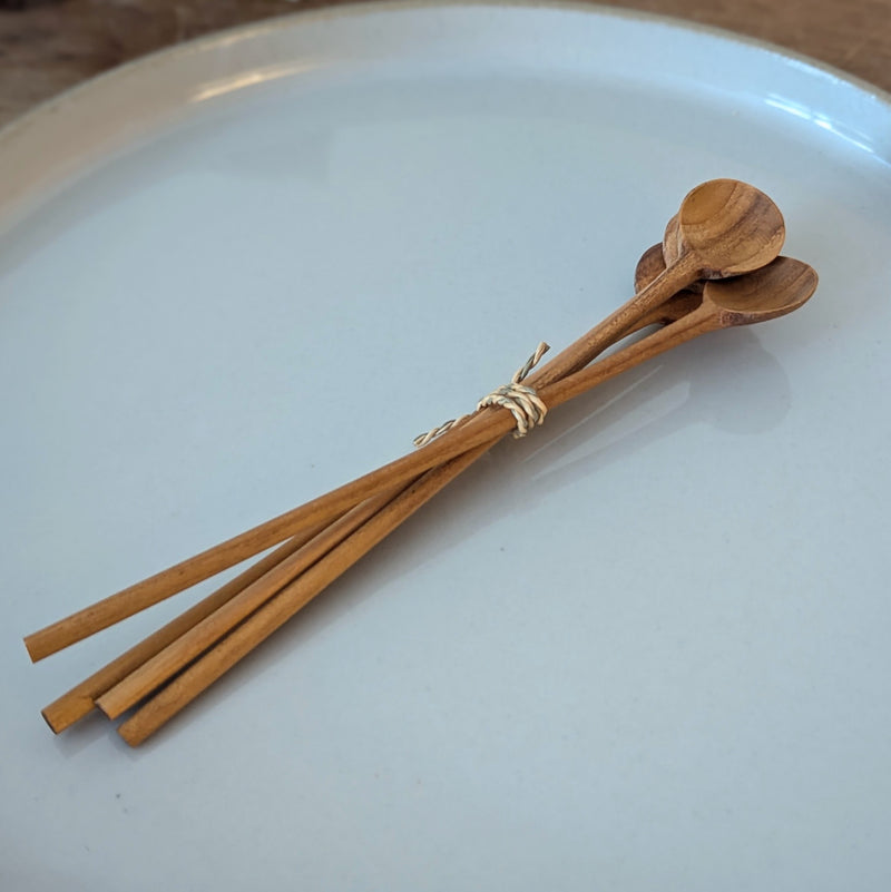 Be Home teak wooden tea coffee drink stirrer spoons set mini kitchenware SoWa shop boston gift store boutique