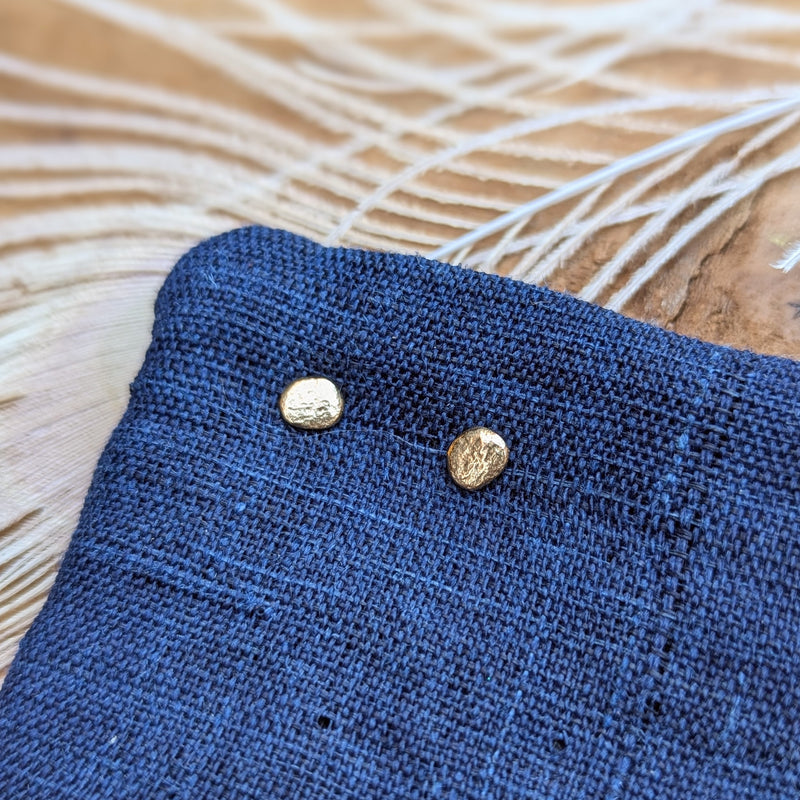 Thicket jewelry Gold skipping stone Stud earrings 14k recycled handmade in Portland Maine New England shop Boston sowa gift store boutique