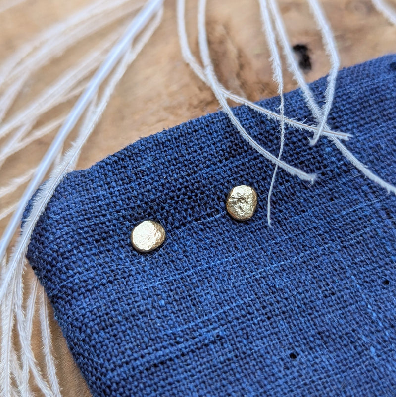 Thicket jewelry Gold skipping stone Stud earrings 14k recycled handmade in Portland Maine New England shop Boston sowa gift store boutique