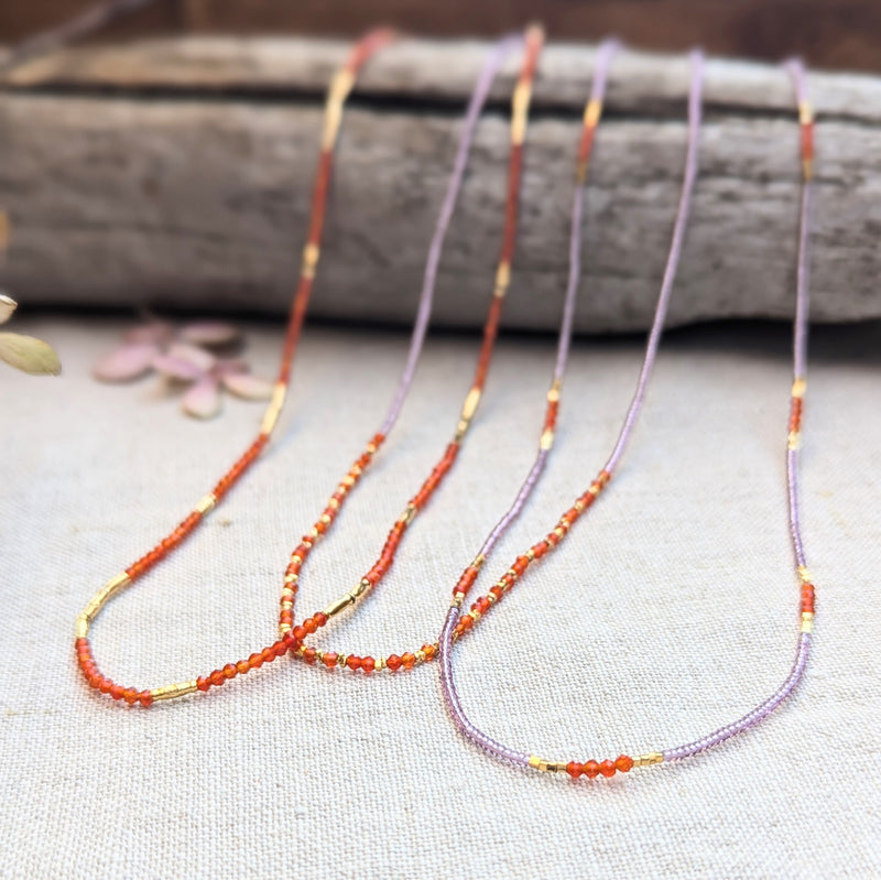 debbie fisher jewelry carnelian gold vermeil Seed beaded necklace handmade NYC Boston Sowa gift shop store boutique 