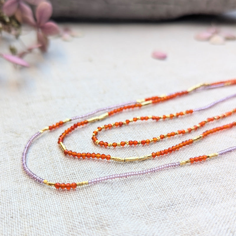 debbie fisher jewelry carnelian gold vermeil Seed beaded necklace handmade NYC Boston Sowa gift shop store boutique 