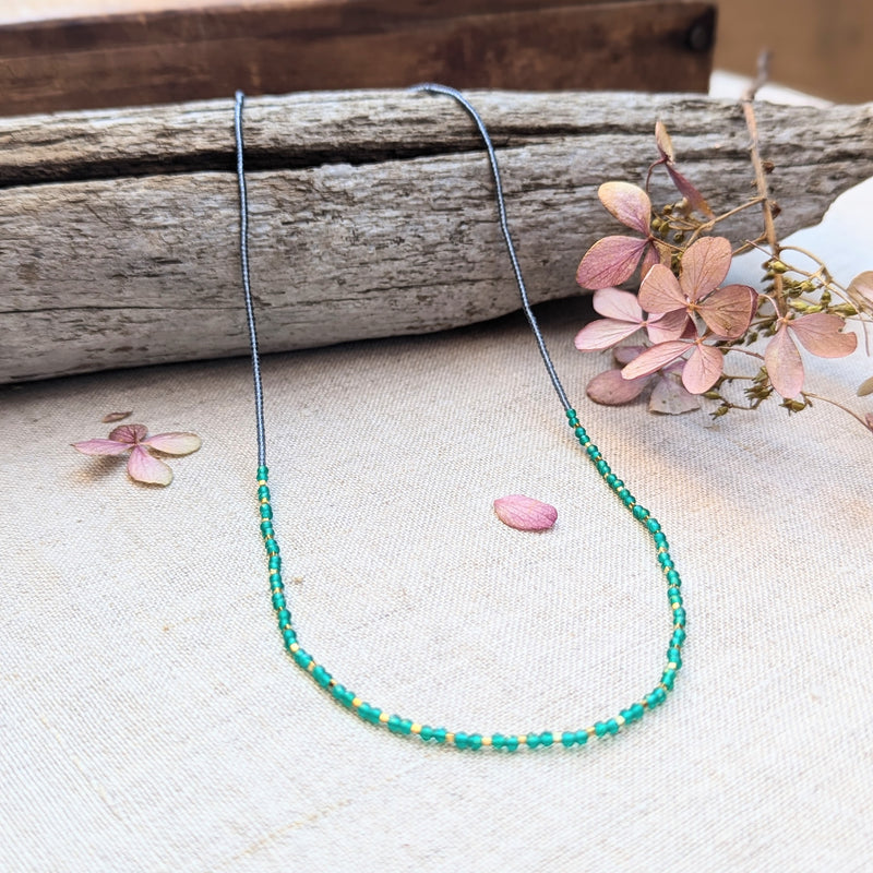 debbie fisher jewelry green onyx Seed beaded necklace handmade NYC Boston Sowa gift shop store boutique 