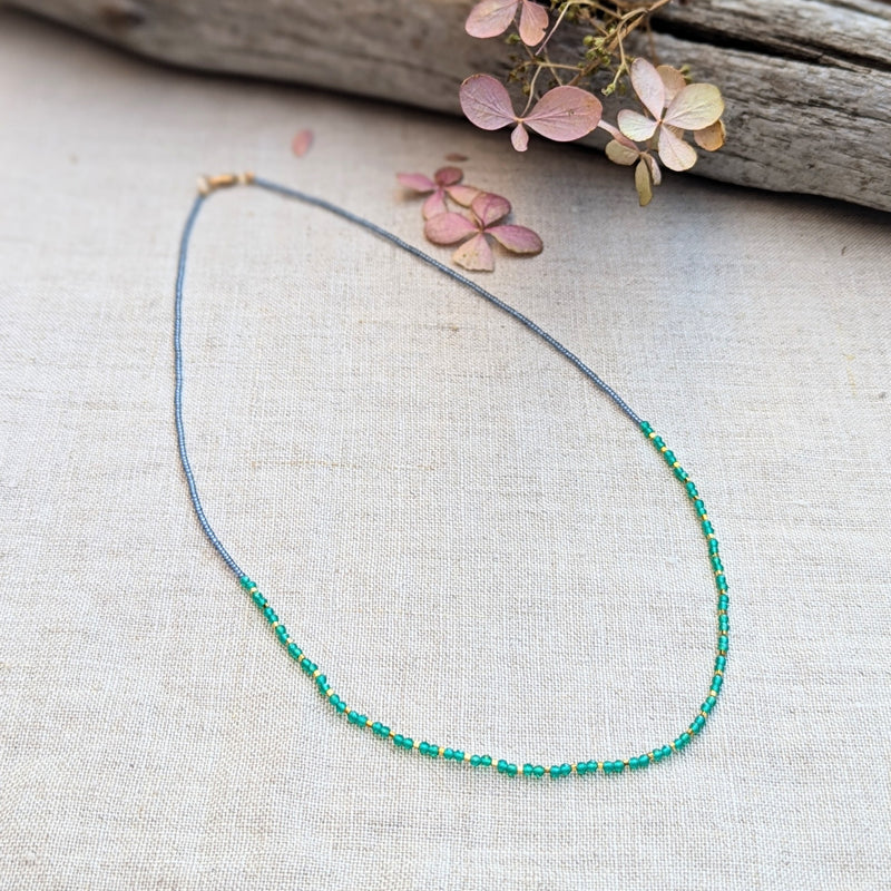 debbie fisher jewelry green onyx Seed beaded necklace handmade NYC Boston Sowa gift shop store boutique 