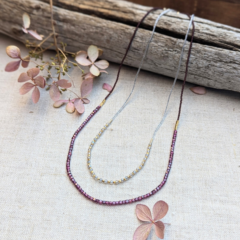 debbie fisher jewelry garnet gold vermeil seed beaded necklace handmade NYC Boston Sowa gift shop store boutique 