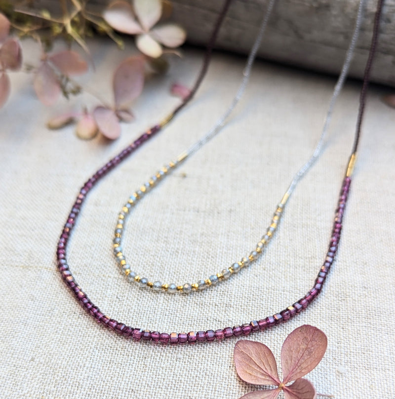 debbie fisher jewelry garnet gold vermeil seed beaded necklace handmade NYC Boston Sowa gift shop store boutique 