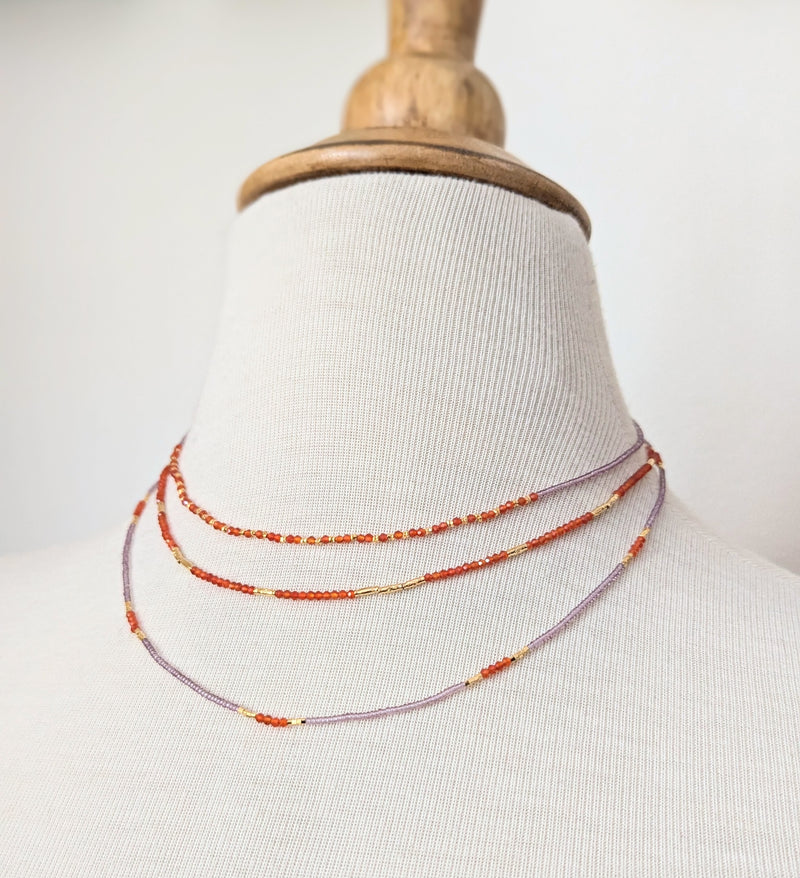 debbie fisher jewelry carnelian gold vermeil Seed beaded necklace handmade NYC Boston Sowa gift shop store boutique 