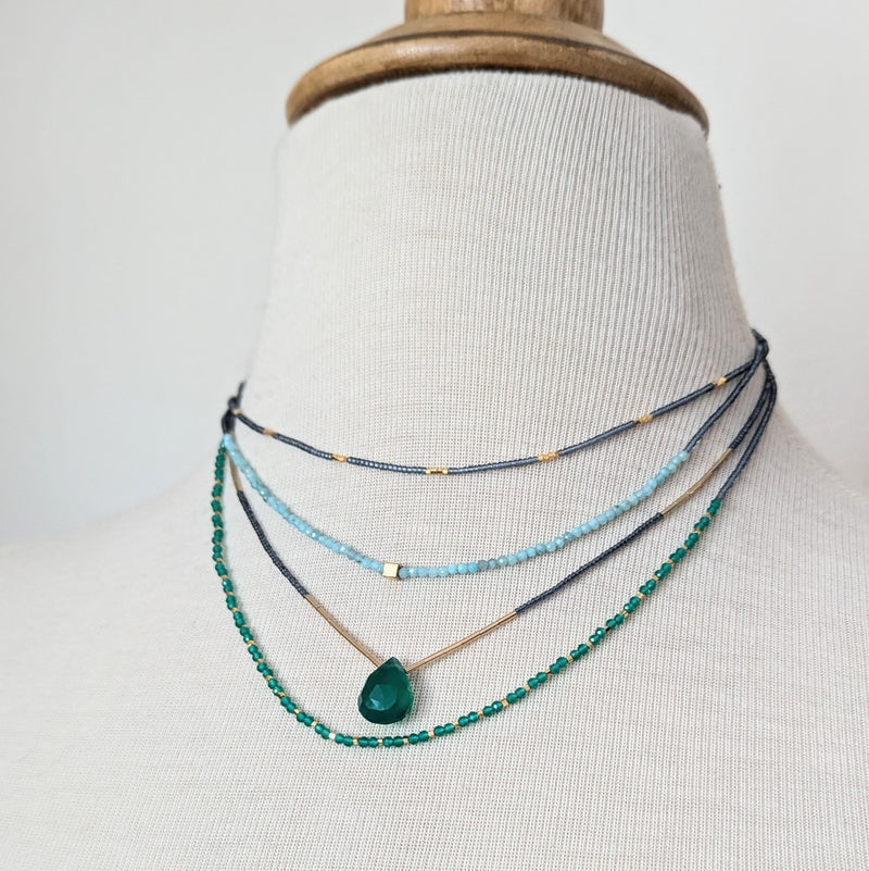 debbie fisher jewelry green onyx gold vermeil Seed beaded necklace handmade NYC Boston Sowa gift shop store boutique 