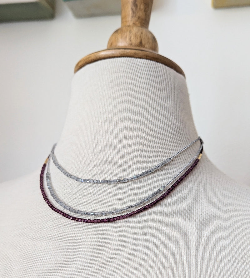 debbie fisher jewelry garnet gold vermeil seed beaded necklace handmade NYC Boston Sowa gift shop store boutique 