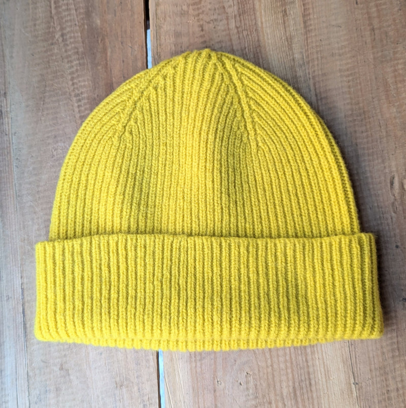 Catherine Tough Merino Lambswool beanie hat knitted ribbed made in Scotland gift shop Boston sowa boutique unisex winter accessories