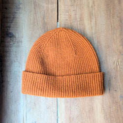 Catherine Tough Merino Lambswool beanie hat knitted ribbed made in Scotland gift shop Boston sowa boutique unisex winter accessories