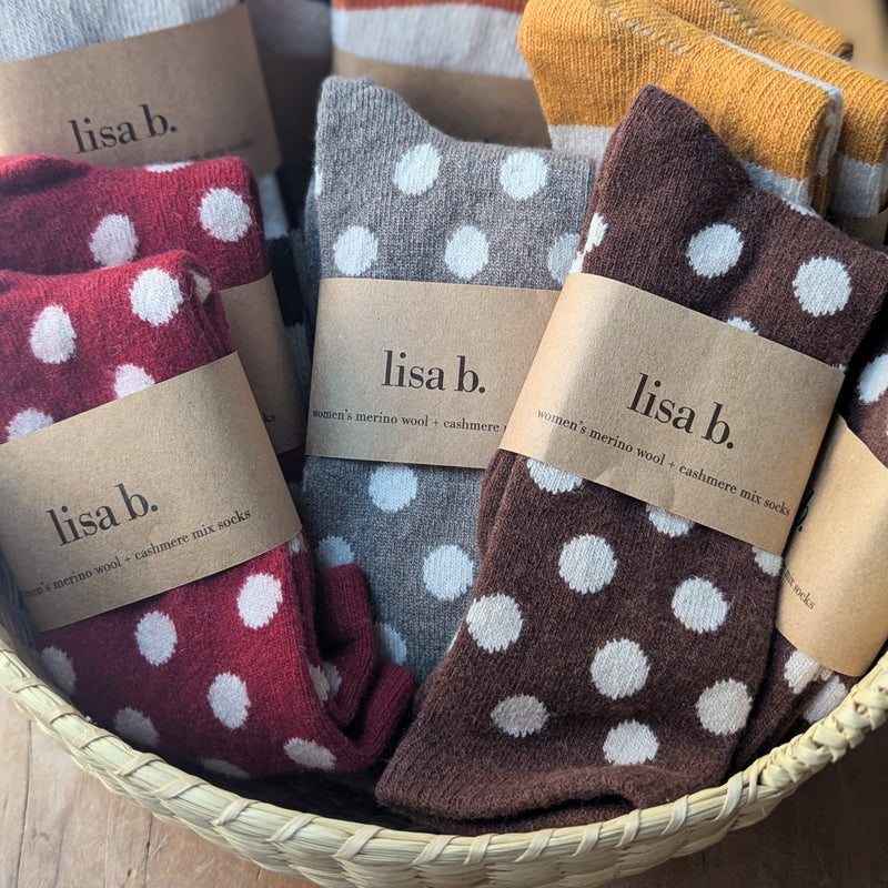 Lisa B. Cashmere Wool Socks Boston shop gift store sowa boutique small business

