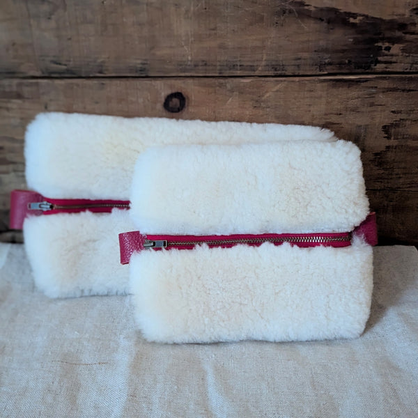 shearling pouches handmade leather gift shop sowa boston 