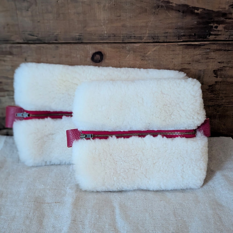 shearling pouches handmade leather gift shop sowa boston 