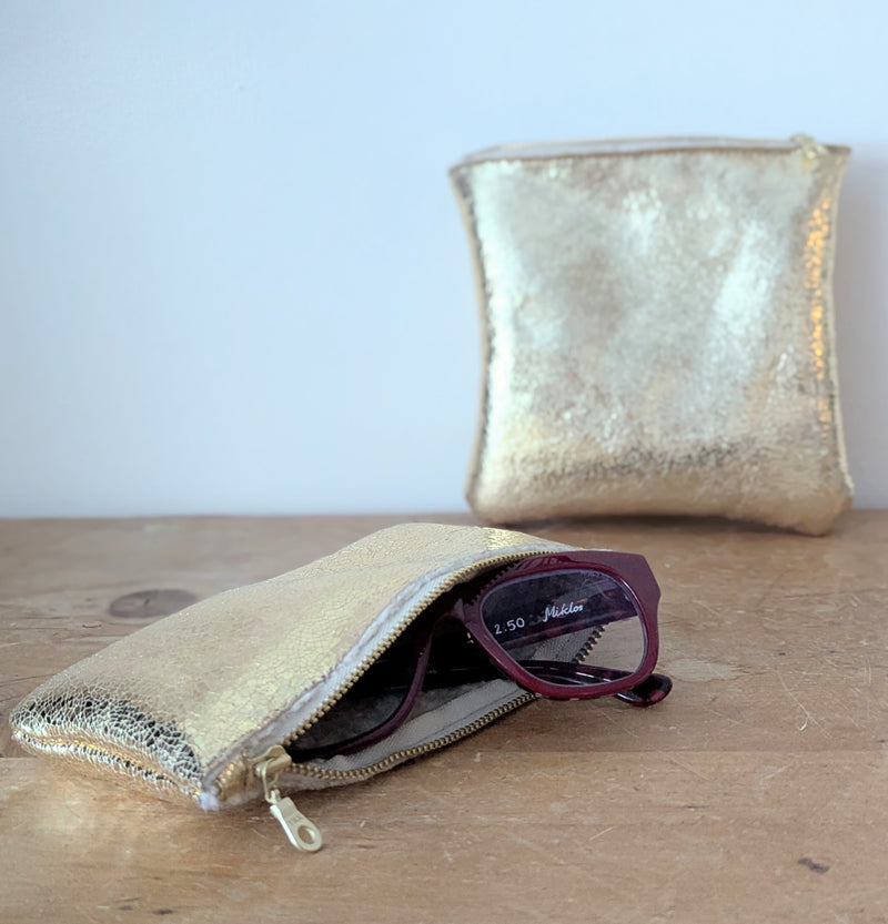 small wool shearling pouches eyewear eyeglass case travel pouch handmade leather gift shop sowa boston 