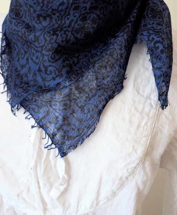 Meg cohen Cashmere whisper featherweight lightweight square neckerchief bandana Paisley pattern foulard scarf SoWA shop Boston boutique gift store