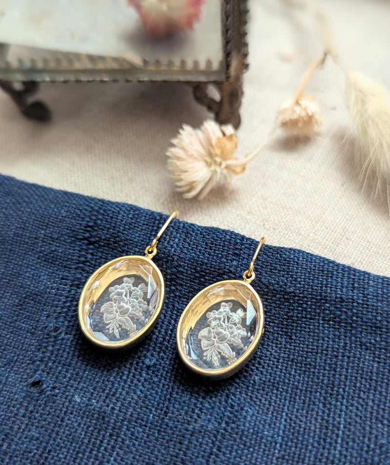 Monshiro Jewelry Japanese design floral nature inspired brass glass vintage handmade shop Boston sowa gift store boutique earrings