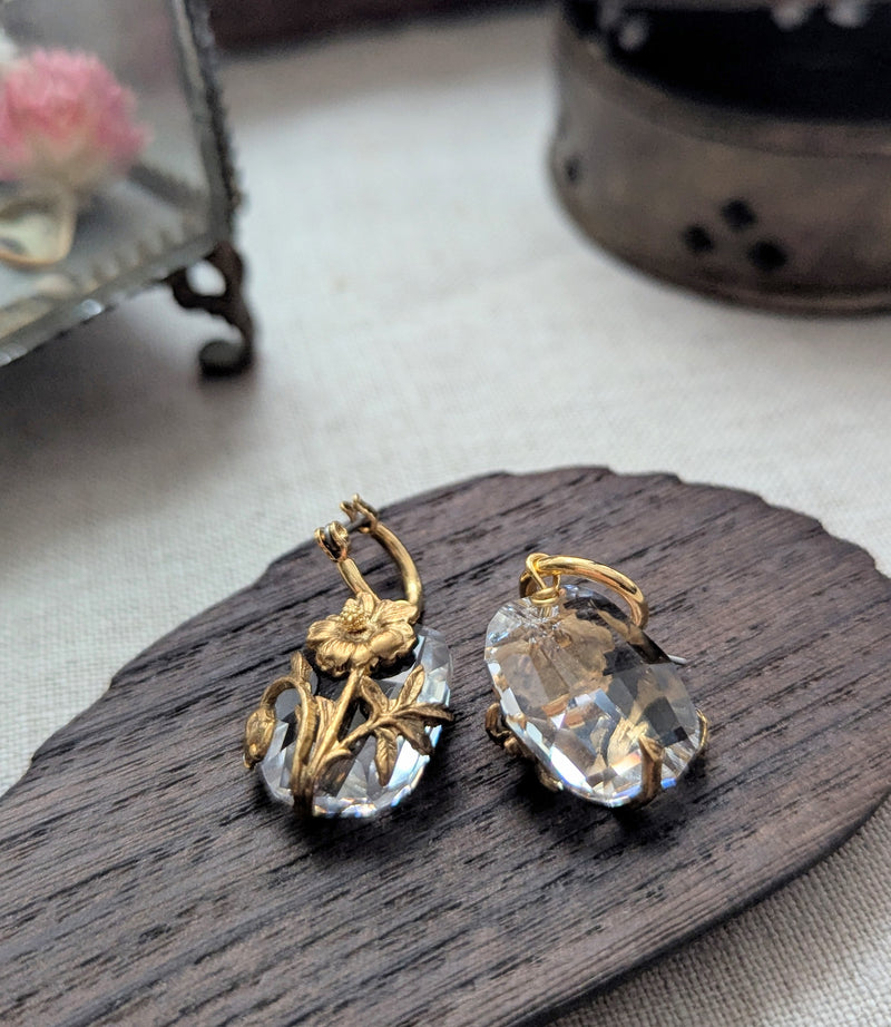 Monshiro Jewelry earrings japanese design floral nature inspired brass glass vintage handmade shop Boston sowa gift store boutique