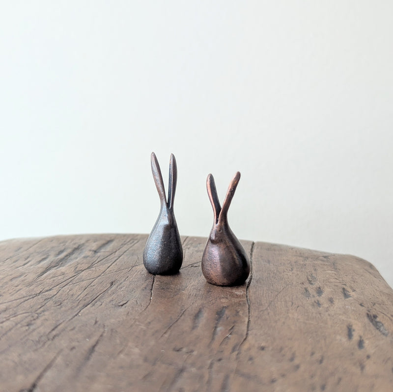 Tiny Japanese Handmade bronze rabbit sculptures symbols of good luck shop boston sowa gift store gifts