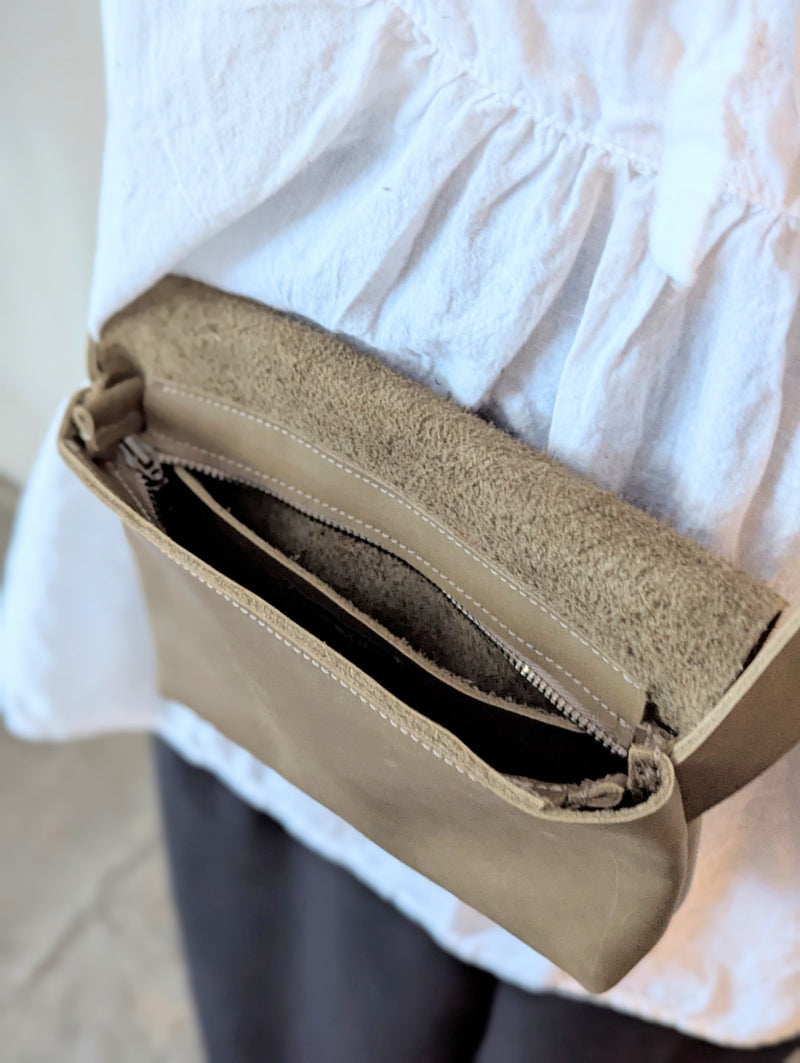 Stitch and Tickle handmade leather mini messenger bag crossbody made in Boston made in usa leatherwork leathercraft SoWa shop boutique gift store