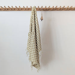 Auntie Oti hand woven khadi cotton kitchen towel natural dye checker gingham handmade shop Boston sowa gift store boutique