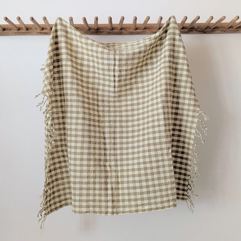 Auntie Oti hand woven khadi cotton kitchen towel natural dye checker gingham handmade shop Boston sowa gift store boutique