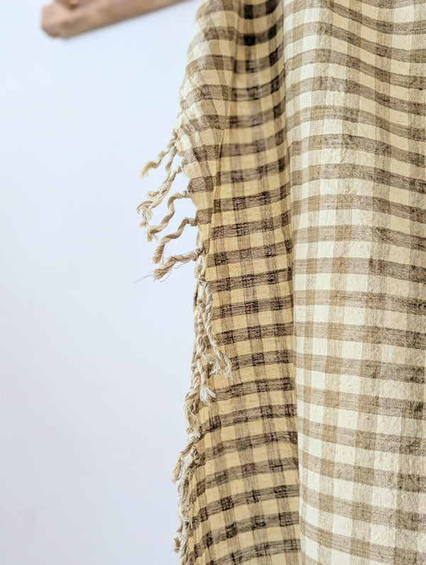 Auntie Oti hand woven khadi cotton kitchen towel natural dye checker gingham handmade shop Boston sowa gift store boutique