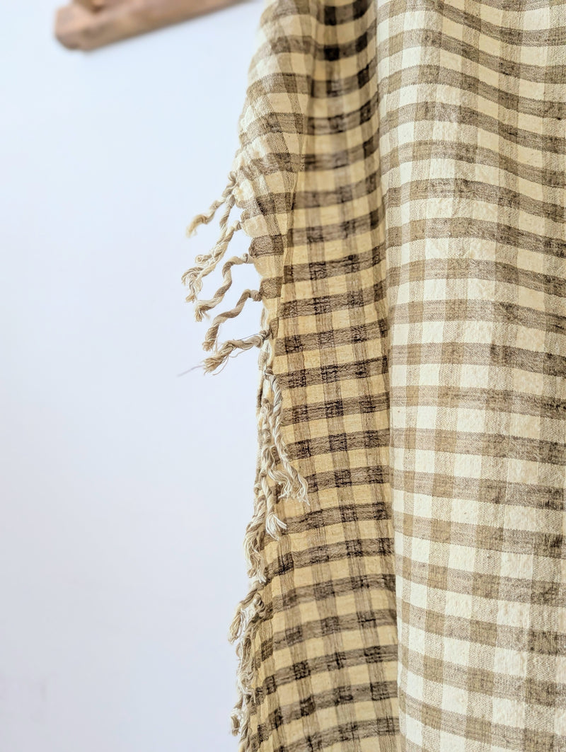 Auntie Oti hand woven khadi cotton kitchen towel natural dye checker gingham handmade shop Boston sowa gift store boutique