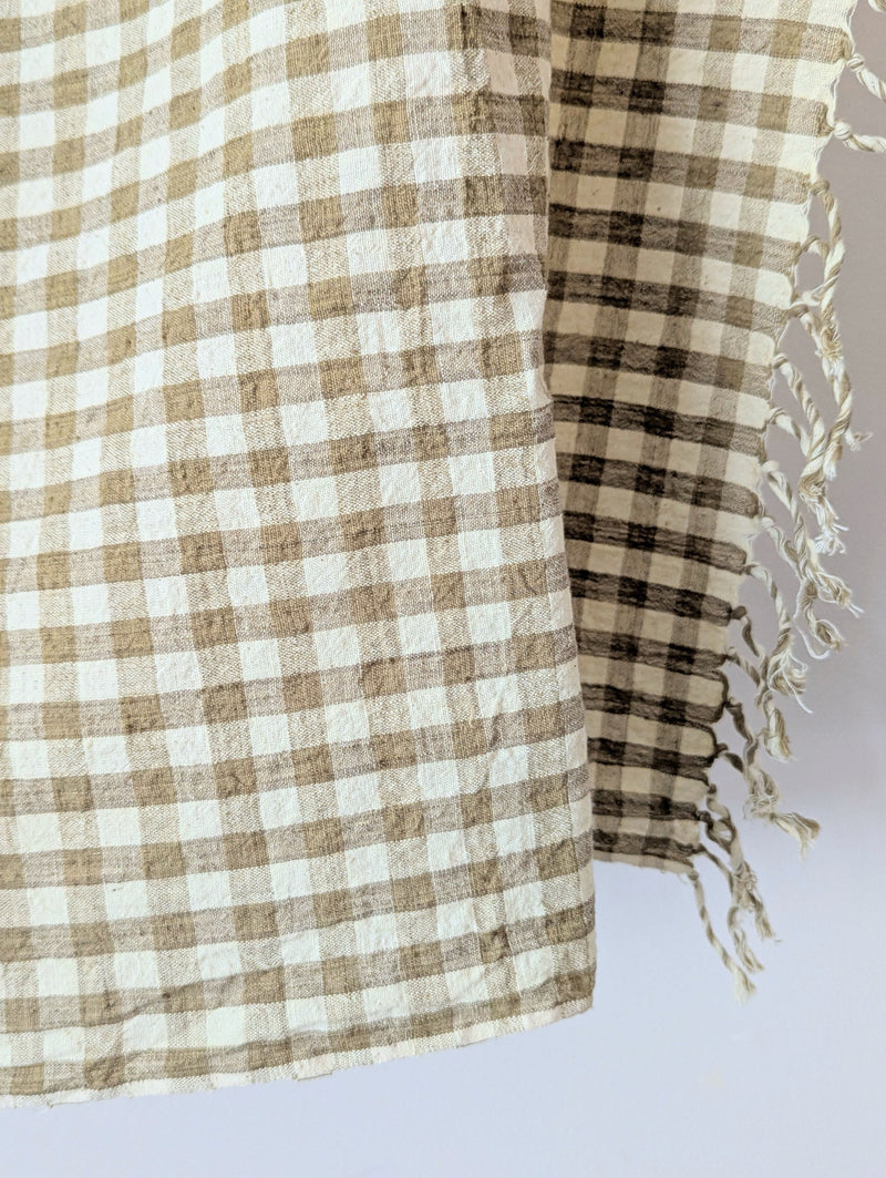 Auntie Oti hand woven khadi cotton kitchen towel natural dye checker gingham handmade shop Boston sowa gift store boutique