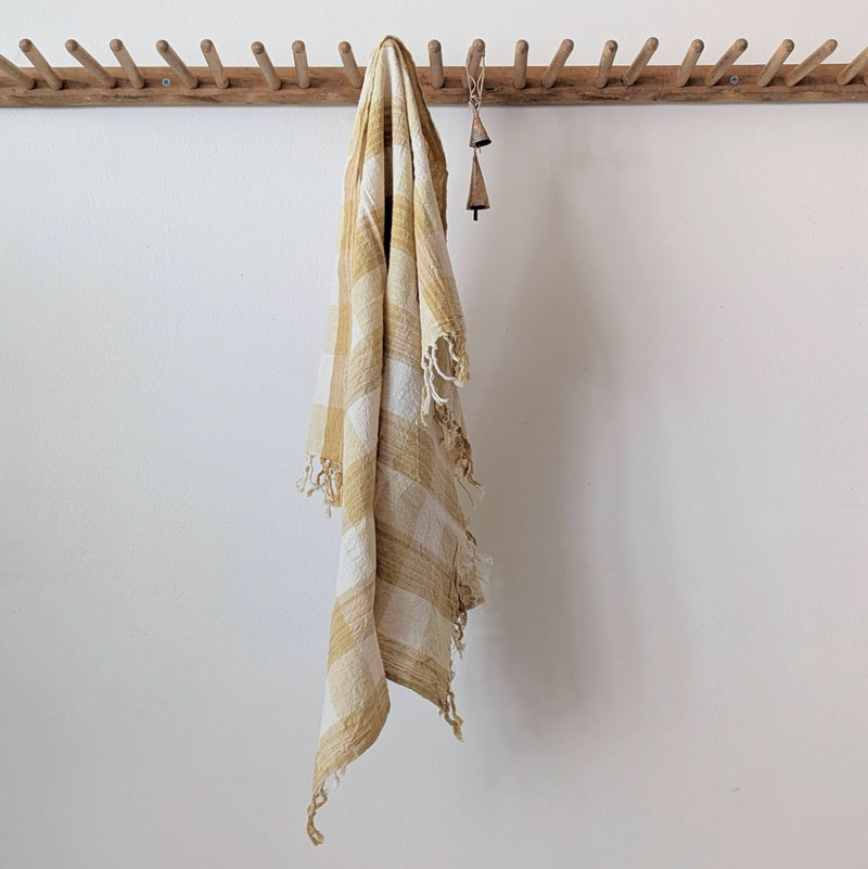 Auntie Oti hand woven khadi cotton kitchen towel natural dye checker gingham handmade shop Boston sowa gift store boutique