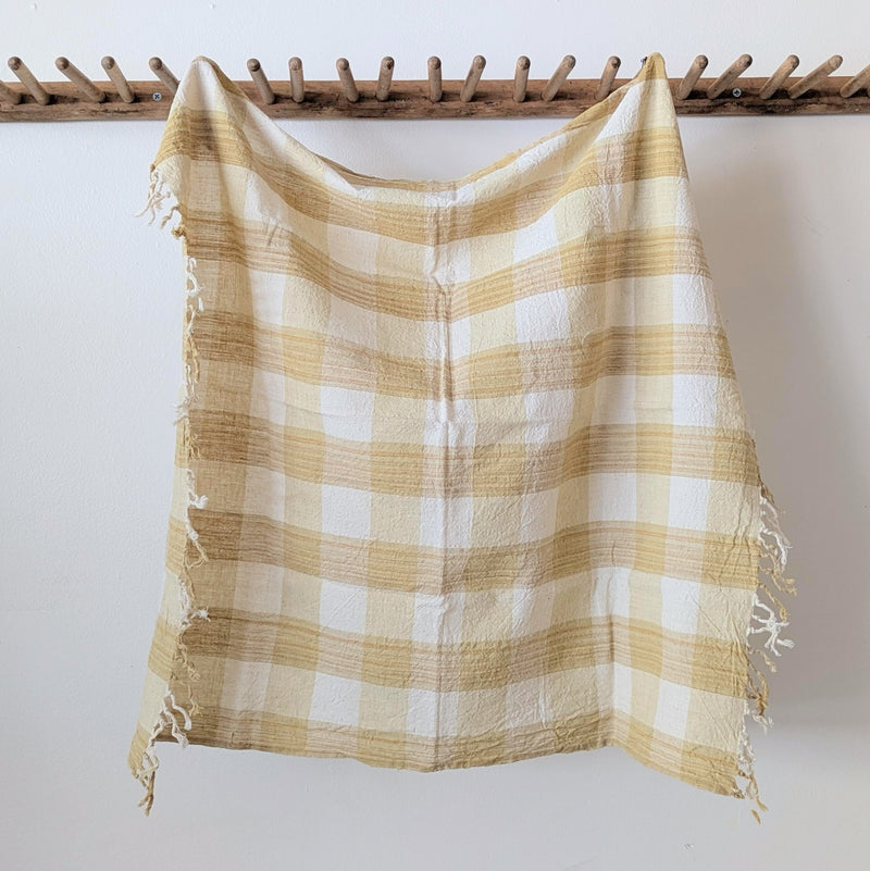 Auntie Oti hand woven khadi cotton kitchen towel natural dye checker gingham handmade shop Boston sowa gift store boutique