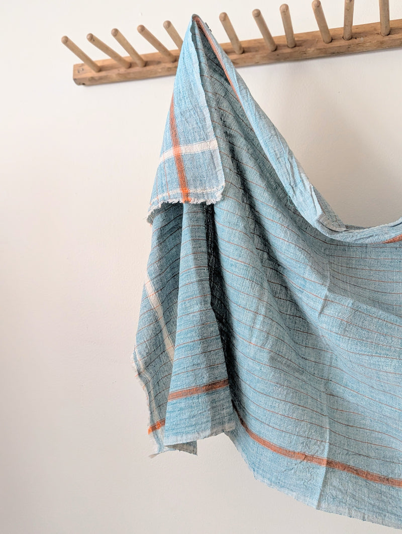 Auntie Oti hand woven pinstripe khadi cotton towel beach blanket throw shop Boston sowa boutique gift store handmade