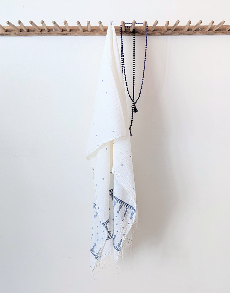 Auntie Oti Indian Khadi jamdani handmade woven indigo muslin cotton scarf shop Boston sowa boutique gift store handmade