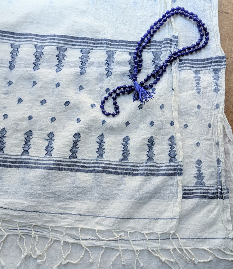 Auntie Oti Indian Khadi jamdani handmade woven indigo muslin cotton scarf shop Boston sowa boutique gift store handmade