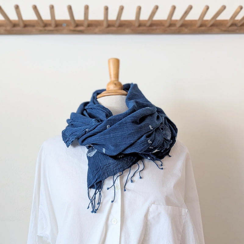 Auntie Oti Indian Khadi jamdani handmade woven indigo muslin cotton scarf shop Boston sowa boutique gift store handmade