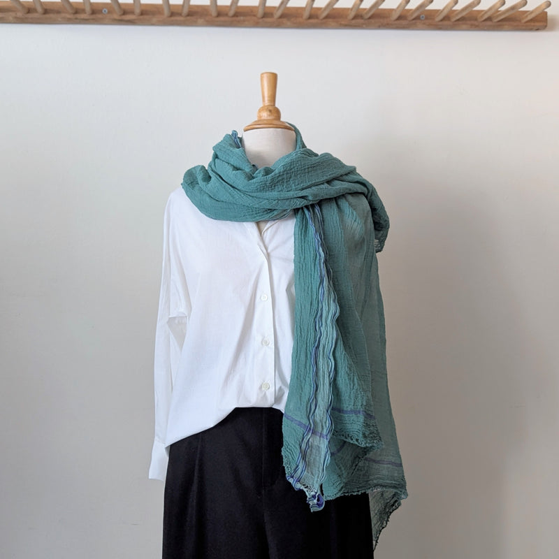 Auntie Oti Cotton Sari Fragment Scarf India handmade shop Boston sowa gift store boutique 