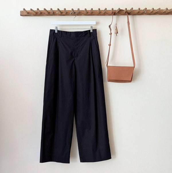 Susanne Bommer loose trousers wide leg cotton poplin pleated small business gift shop sowa boston 