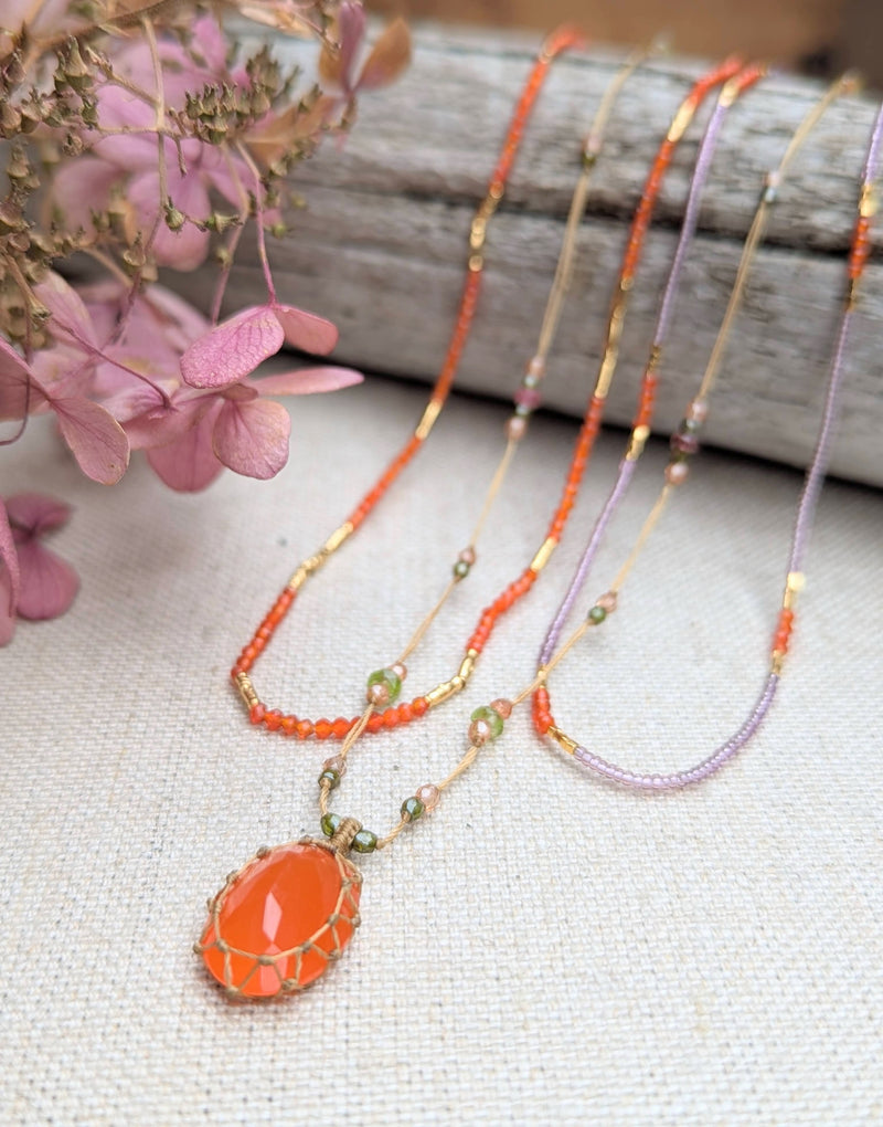 Tibetan macrame necklace carnelian crystal stone jewelry shop boston sowa gift store 