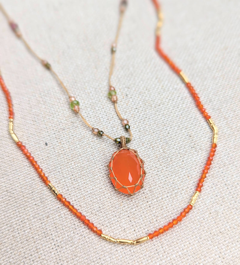 Tibetan macrame necklace carnelian crystal stone jewelry shop boston sowa gift store 